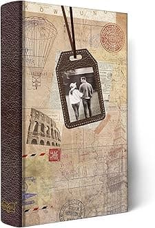 Holoary Photo Album 4x6 300 Photos 3 Pictures Per Page, Memo Writing Area for Each Pocket, with Photo Frame Window, 300 Pockets 4”x6”, Printed Book Cover Travel Design World Map Adventure Vacation