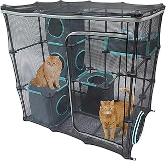 Kitty City Claw Indoor and Outdoor Mega Kit Cat Furniture, Cat Sleeper, Outdoor Kennel, Corrugate Cat Scratcher, Black