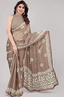 MIRCHI FASHION Women's Latest Chiffon Batik Printed Saree with Blouse Piece
