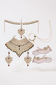 Wedding Designer Gold Plated Dulhan Choker Bridal Set with sheeshpatti for Girls & Women (2475-L1ZS-KD124-)