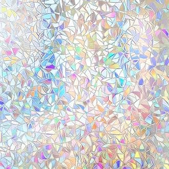 Hilarious Rainbow Privacy Window Film, Stained Window Vinyl, 3D Decorative Decals Removable, Static Cling Tint Film, Window Clings for Glass Windows, Non-Adhesive (19.7'' x 78.7'')