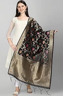 DEVANGI Women's Floral Silk Blend Dupatta