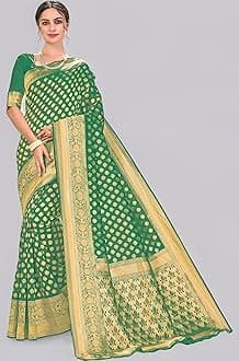 Glory Sarees Women's Woven Pure Soft Kanjivaram Silk Saree Banarasi Style With Blouse Piece for Wedding