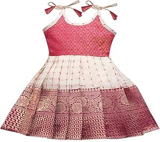 LehnvelSouth Indian Traditional Readymade pattu pavadai Frock for Baby Girls