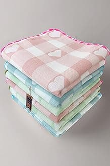 Women Heart Printed Handkerchief - Cotton Hanky, Face Towel (Light Color) (Size 25x25 cm)