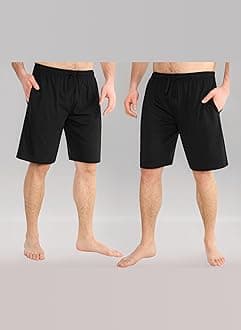 Mens Pyjama Shorts - Comfy Lounge Shorts with Pockets Pack of 2