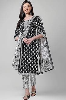 MIRCHI FASHION Pure Cotton Printed Kurta Set with Dupatta | 3 Piece Straight Fit Kurta Pant Set | Ethnic Office Wear Salwar Suit