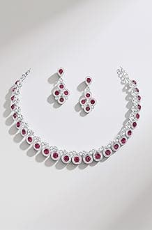 Atasi International Diamond/Stones Necklace Set with Earrings for Women | Stylish Jewellery for Party, Wedding and Festive Occasions | Fashion Accessories