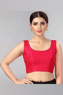 Studio Shringaar Women's Readymade Art Silk Sleeveless Saree Blouse