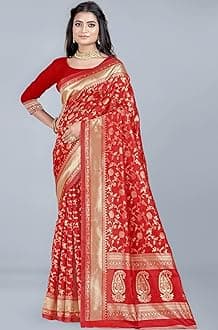 Sugathari Women's Banarasi Saree Pure Kanjivaram Silk Saree Soft new ladies 2023 Design Wear Pattu Sarees Latest Party Sari collections With Blouse Piece for Wedding sadi (SAN PARI-182 DARK GREEN)