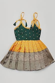 PW PLATYPUS WORLD New South Indian Traditional pattu Pavadai Tapeta Silk Frock for Baby Girls