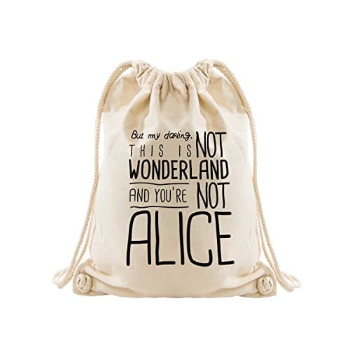 VISUAL STATEMENTS® high quality drawstring bag with print / Several texts & designs / PREMIUM QUALITY / Strong ropes and 100% heavy organic cotton / Natural white / Backpack / Gymbag / Hipster / Alice