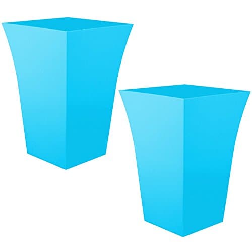CrazyGadget 2 x Large Milano Tall Planter Square Plastic Garden Flower Plant Pot Gloss Finish BLUE