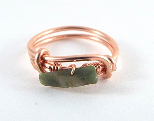 Raw Emerald SIZE 5 Wire Wrapped Ring (Rose Gold)