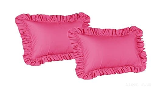 2 Piece King Size Ruffled Shams Solid Beige Cover Case Decorative Pillow