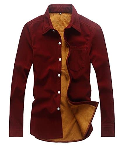GodeyesMen Godeyes Men's Warm Solid Classic Lapel Plus Velvet Button-Down Shirts