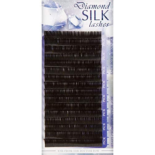 Diamond Silk Eyelash Extensions | Single Strand on the Tray | Soft Flexible Synthetic Mink | Approx 4000 Lashes per Tray | C Curl 0.05mm Thickness | 10 to 15mm Length Options | Black | Length (14mm)