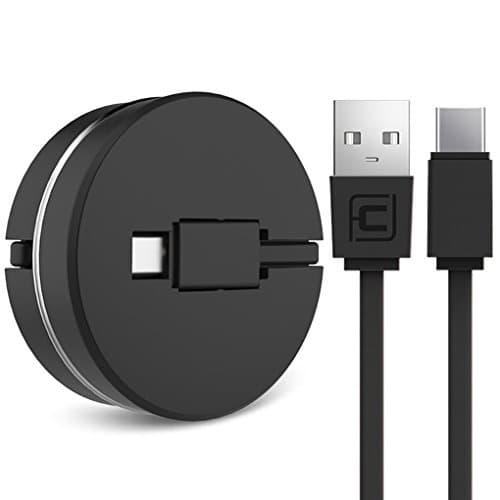 USB C Cable, UKINDA 3 Ft Type C Retractable Cable for Huawei Mate 9,P9,P9Plus, Nexus 5x, Nexus 6p, LG G5, HTC M10 and More USB C Devices, Black