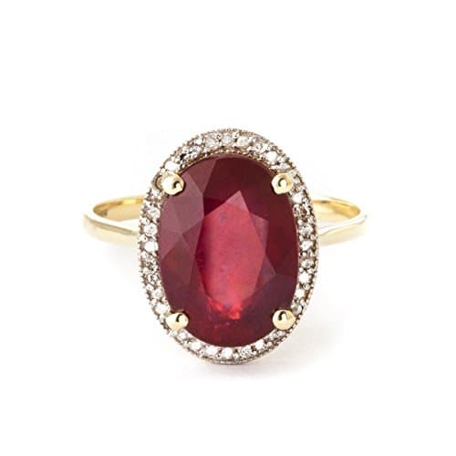 Galaxy Gold GG7.93 ct 18k Solid Yellow Gold Ring Oval-Shaped Ruby Diamonds
