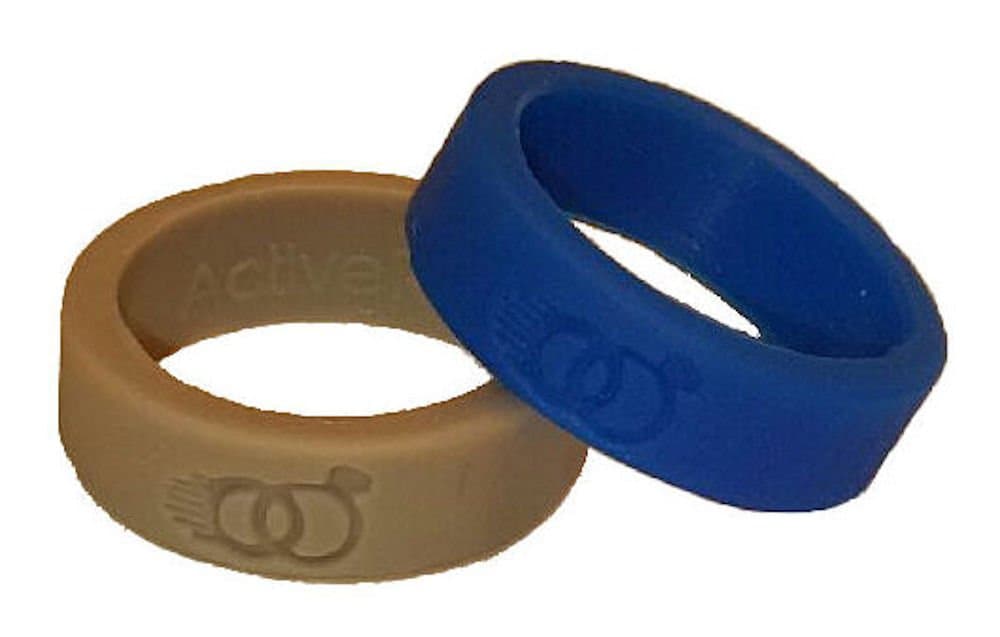 Active Rings - 2 Replacement Wedding Rings for your active lifestyle. Never lose or damage your real wedding ring. Wear an Active Ring! (stone gray and cobalt blue, 7)