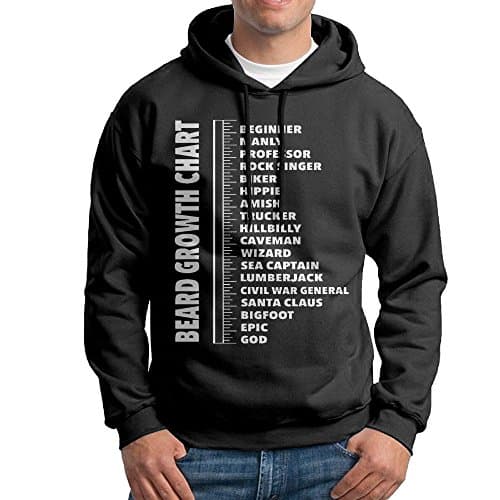 ChenXA Men's Beard Length Ruler Long Sleeve Pullover Hooded Sweatshirt Black Size XL