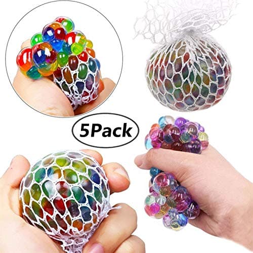 DORUS 5 Pack Mesh Squishy Ball ,Relieve Pressure Ball, Squishy Fidget Balls, Stress Relief Toys for Autism, ADHD, Bad Habits Kids & Adults