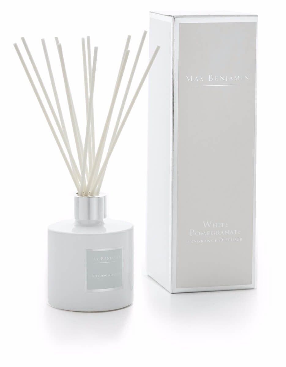Max Benjamin Reed Diffuser - WHITE POMEGRANATE . Gift Boxed. 150ml. Up To 16 wks Scenting. Safe flameless and constant fragrance.