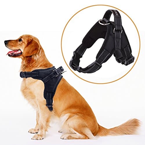 MerryBIY Big Dog No Pull Chest Harness Vest Adjustable Soft Padded Breathable Saddle Style with Handle for Dogs Pets Outdoor Walking Trainning Sport Safety Collar Harness (Size S, Black)