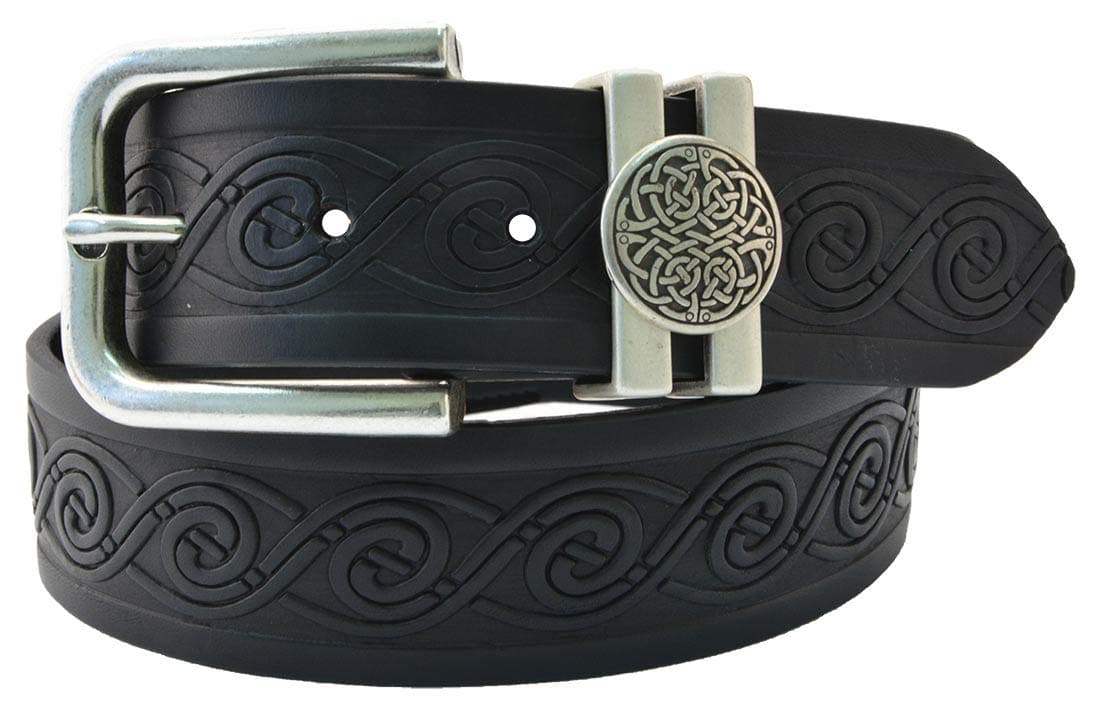Lee River 40Mm Genuine Black Leather Belt With Celtic Loop Buckle