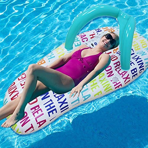 Inflatable Flip-Flop Pool Float - Summer Beach Swimming Floaty Party Lounge Raft Kids Adults (Letter)