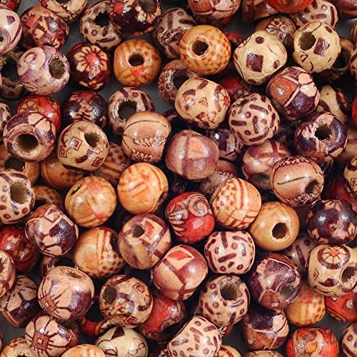 Moolon Wood Beads 10mm Assorted Round Painted Pattern Jewelry Making DIY Craft Balls Loose Spacer 200 Pcs …