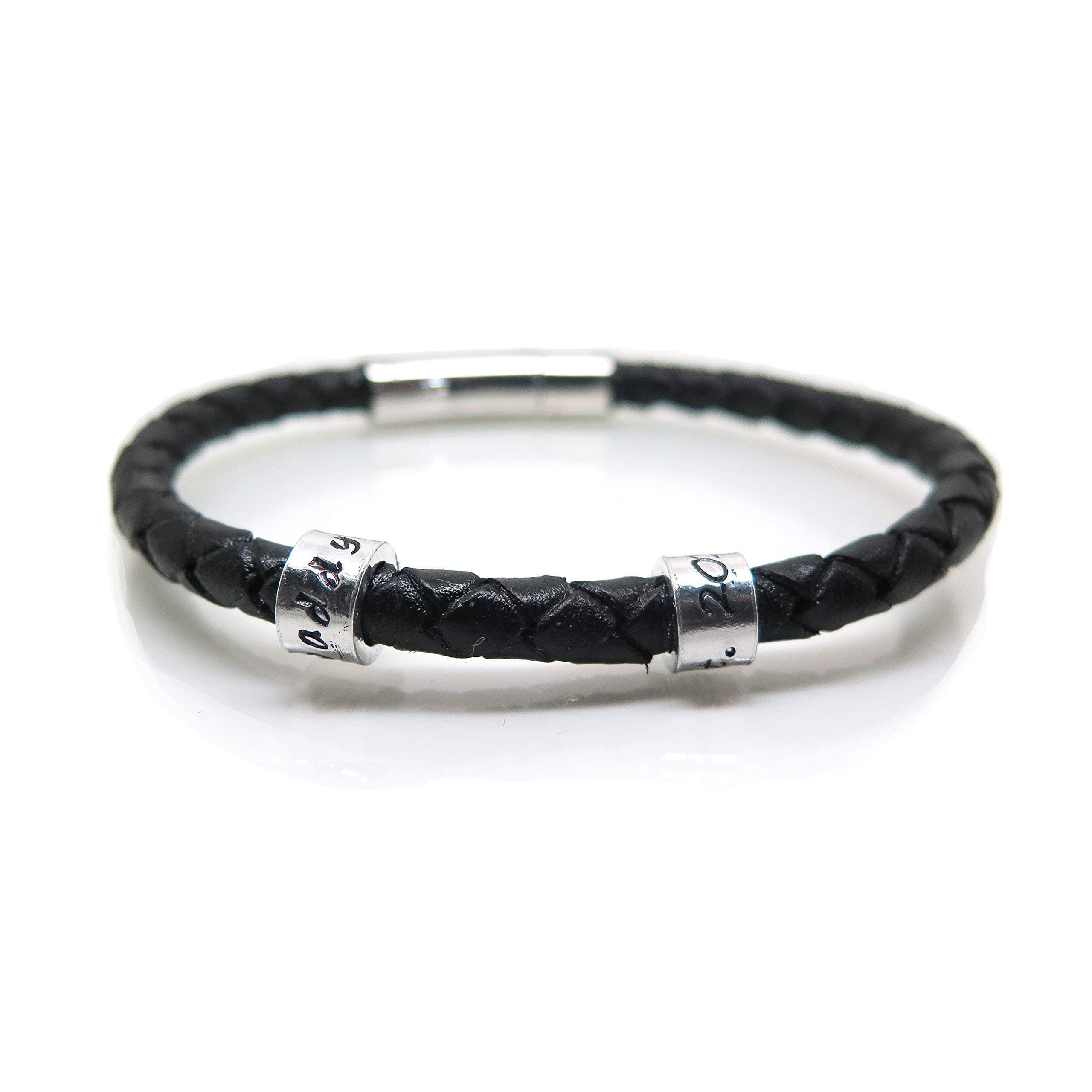 New Daddy Bracelet Black Leather Gift for Dad