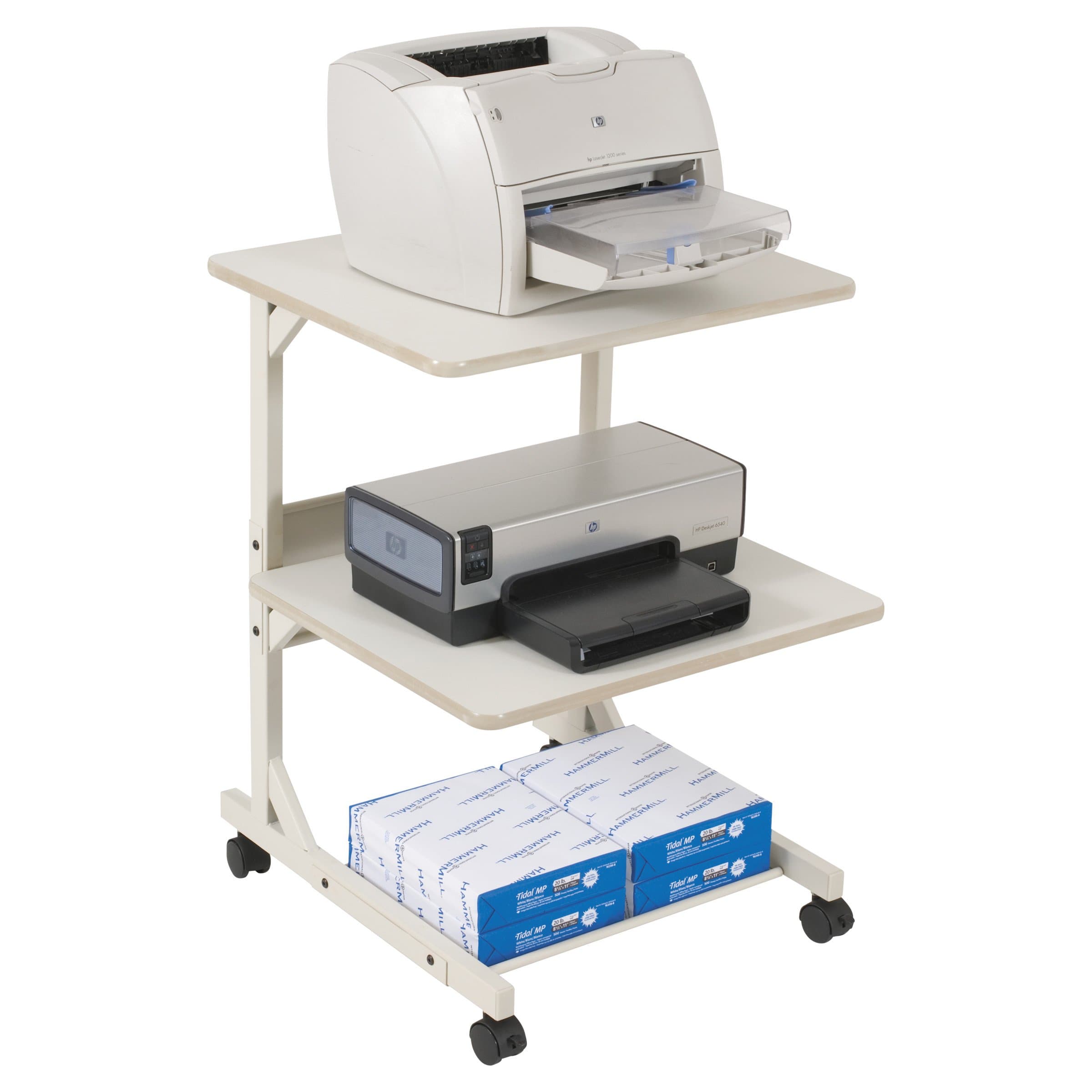 MooreCo Dual Laser Printer Stand – Printer Cabinets & Stands (609.6 x 609.6 x 787.4 mm, White)