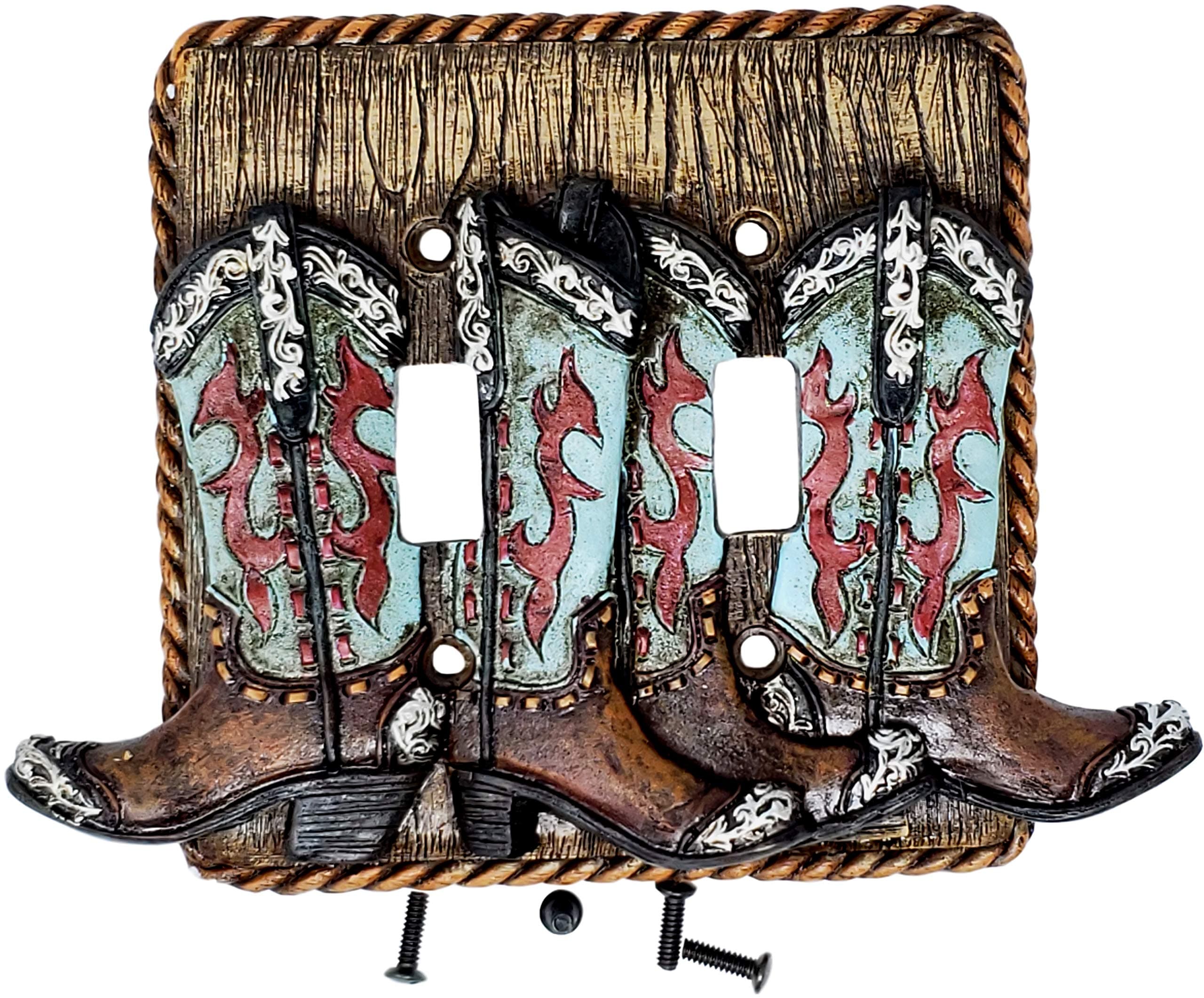 Rainbow Trading RA 4781 Western Turquoise Boot Decorative Double Switch Plate Cover