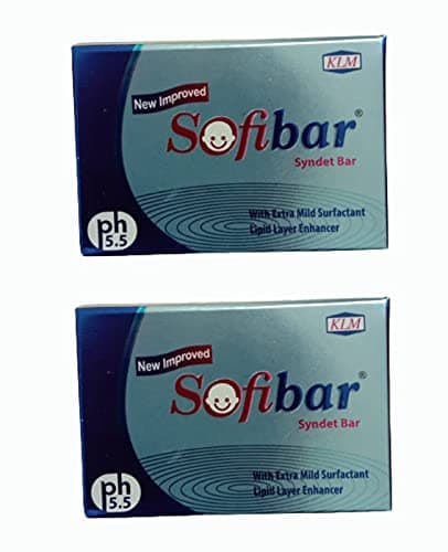 KLM Sofibar Soap | Sofibar Syndet Bar | Best Baby Care Soap | 75 G (Pack of 2), Multicolor
