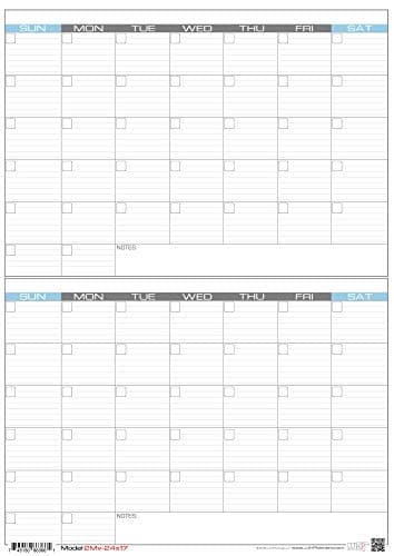JJH Planners - Laminated Blank - 24" x 17" - Medium - Erasable 2 Month Vertical Wall Planner (2Mv-2417)