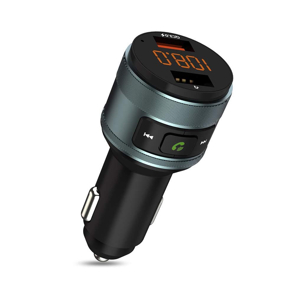 – ZeaLife Bluetooth FM Transmitter, Bluetooth Car Adapter with QC 3.0 Fast Charging Port Hands Free Calling Car Charger and Music Player Kit Dual USB Ports Support USB Flash Drive for iPhone/Android