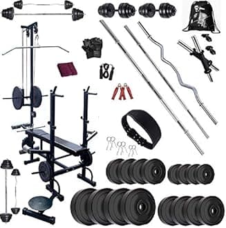 Bodyfit Home Gym Set with Heavy Delux Bench (20IN1) N Weight Plates. (40)