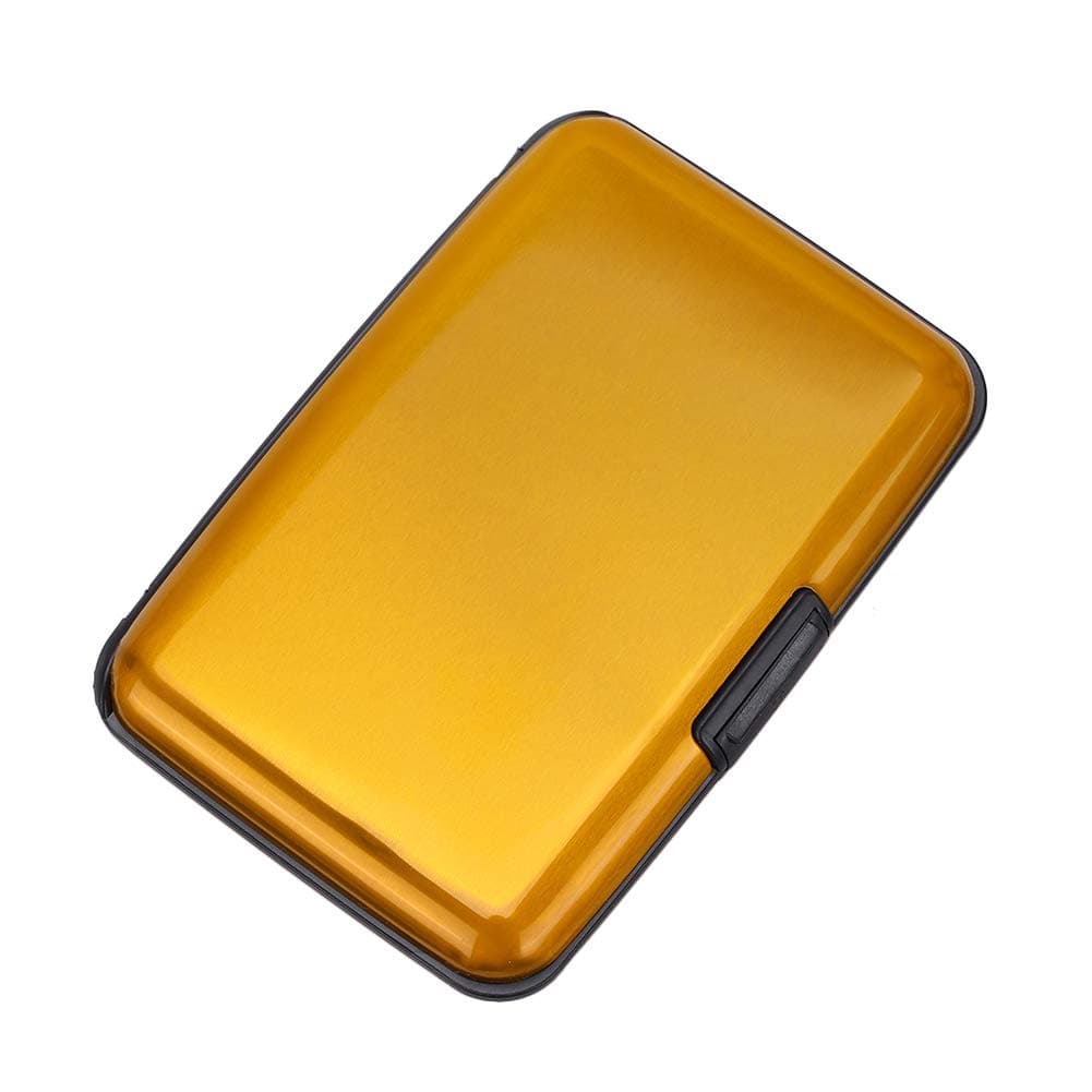 Elfish RFID Blocking Credit Card Protector Aluminum ID Case Hard Shell Business Card Holders Metal Wallet for Men or Women (Aluminum, Gold)