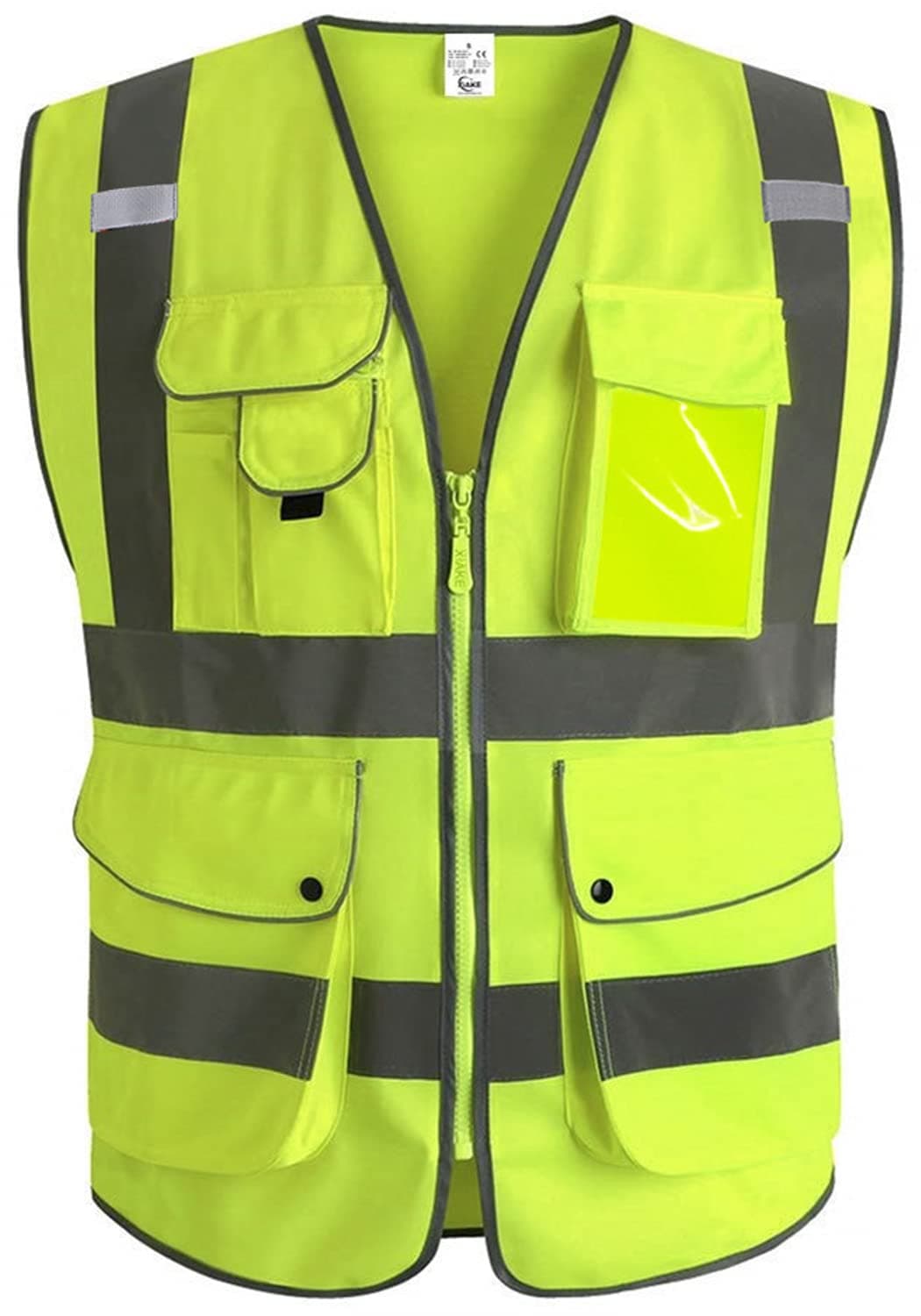 XIAKE 9 Pockets Class 2 High Visibility Reflective Safety Vest for Men Women,Meets ANSI/ISEA Standard