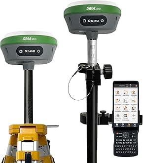 SMA26 RTK GNSS GPS Surveying Equipment with IMU Rover & Base, 1408 Channels, 0.5cm Accuracy, Upto 10km Range, NOAA Certified, Handheld Collector & Survey Software (Tripod & Pole Not Included)