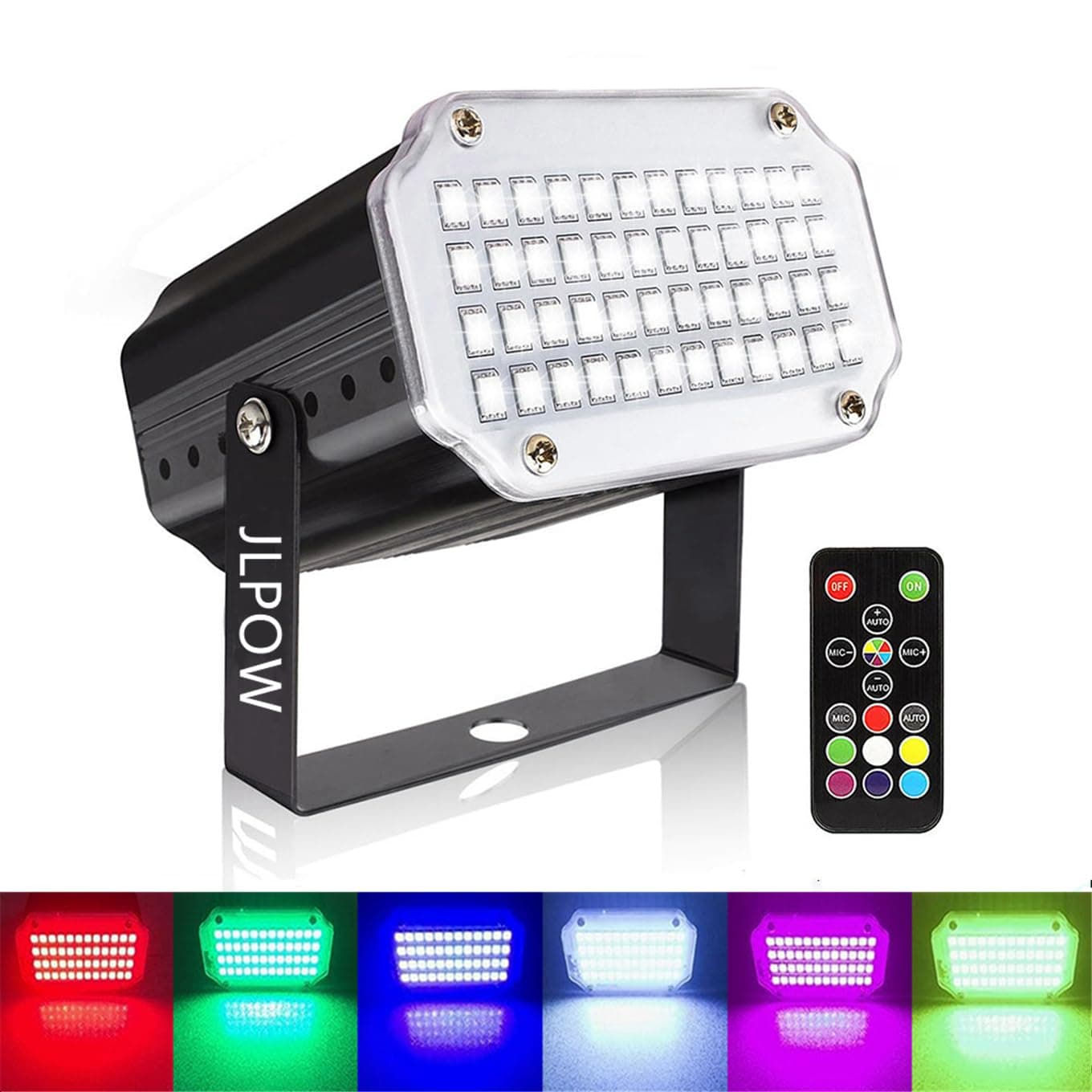 Halloween Strobe Light with Remote, JLPOW Sound Activated Mini Strobe Lights Super Bright 48 RGB LED, Remote Control Flash Stage Lighting, Best for DJ Party Show Club Disco Halloween