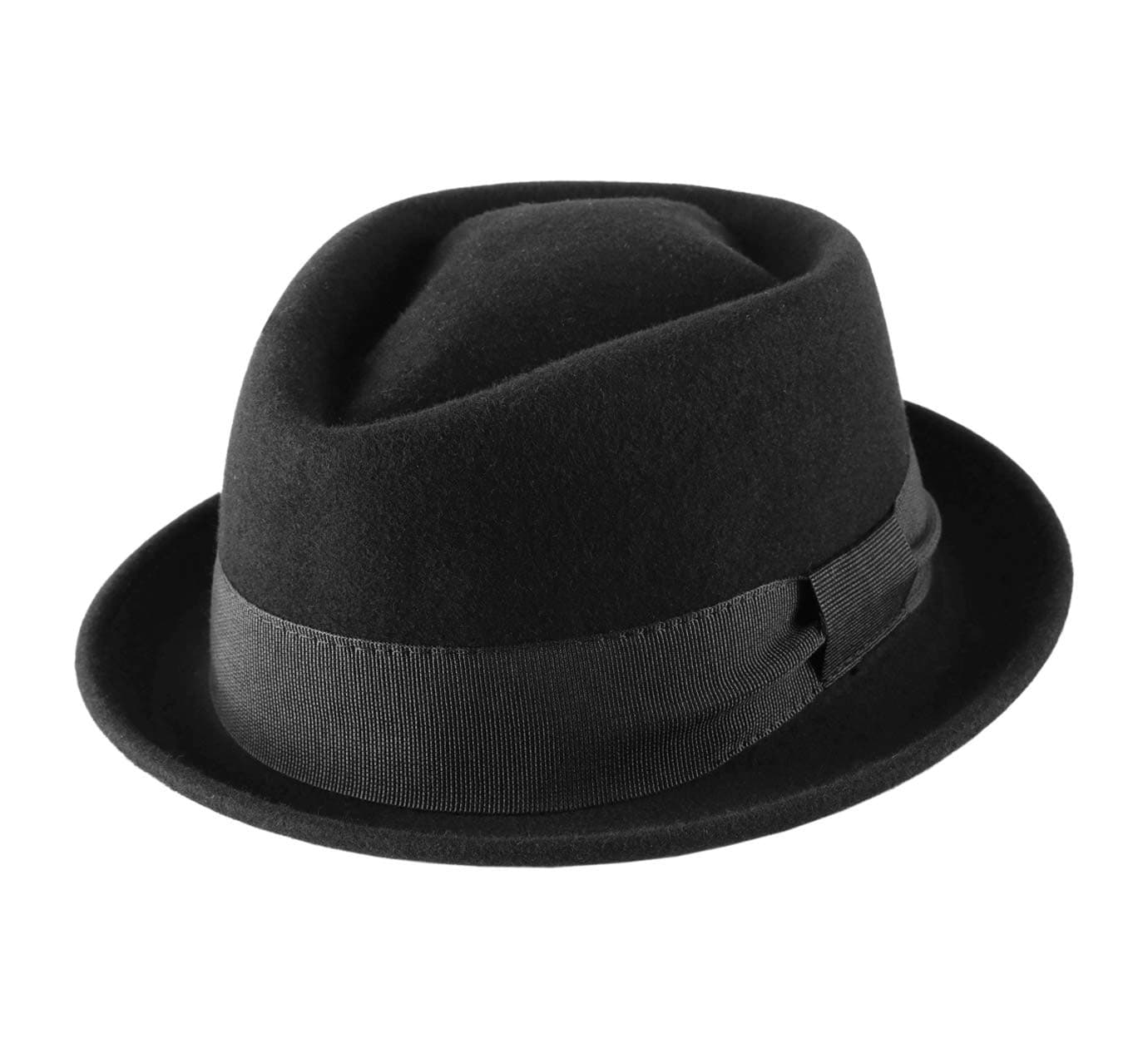 Classic Diamond Porkpie Wool Felt Pork Pie Hat