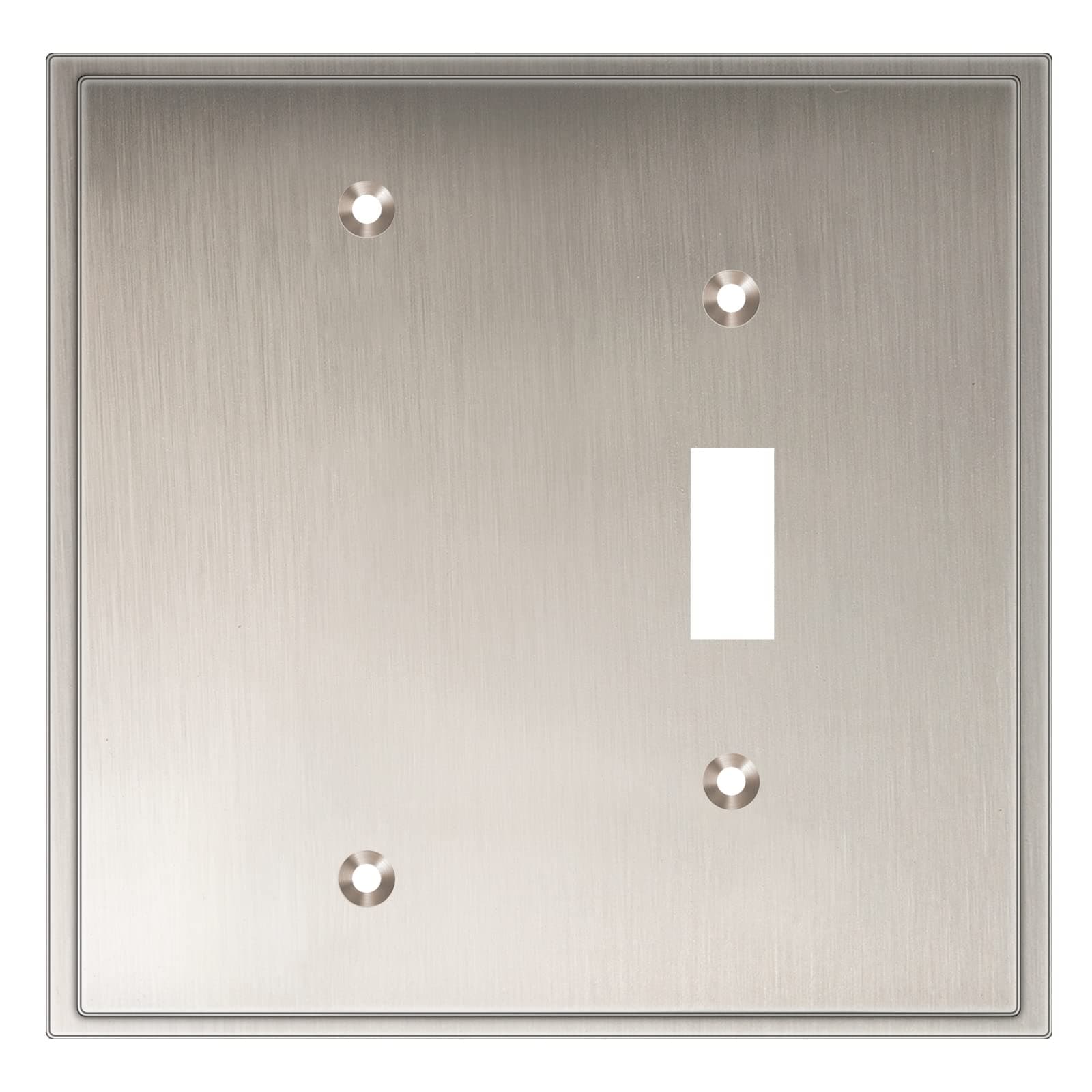 Henne Bery Soft Modern Decorative Wall Plate Switch Plate Outlet Cover (Blank/Toggle, Satin Nickel)