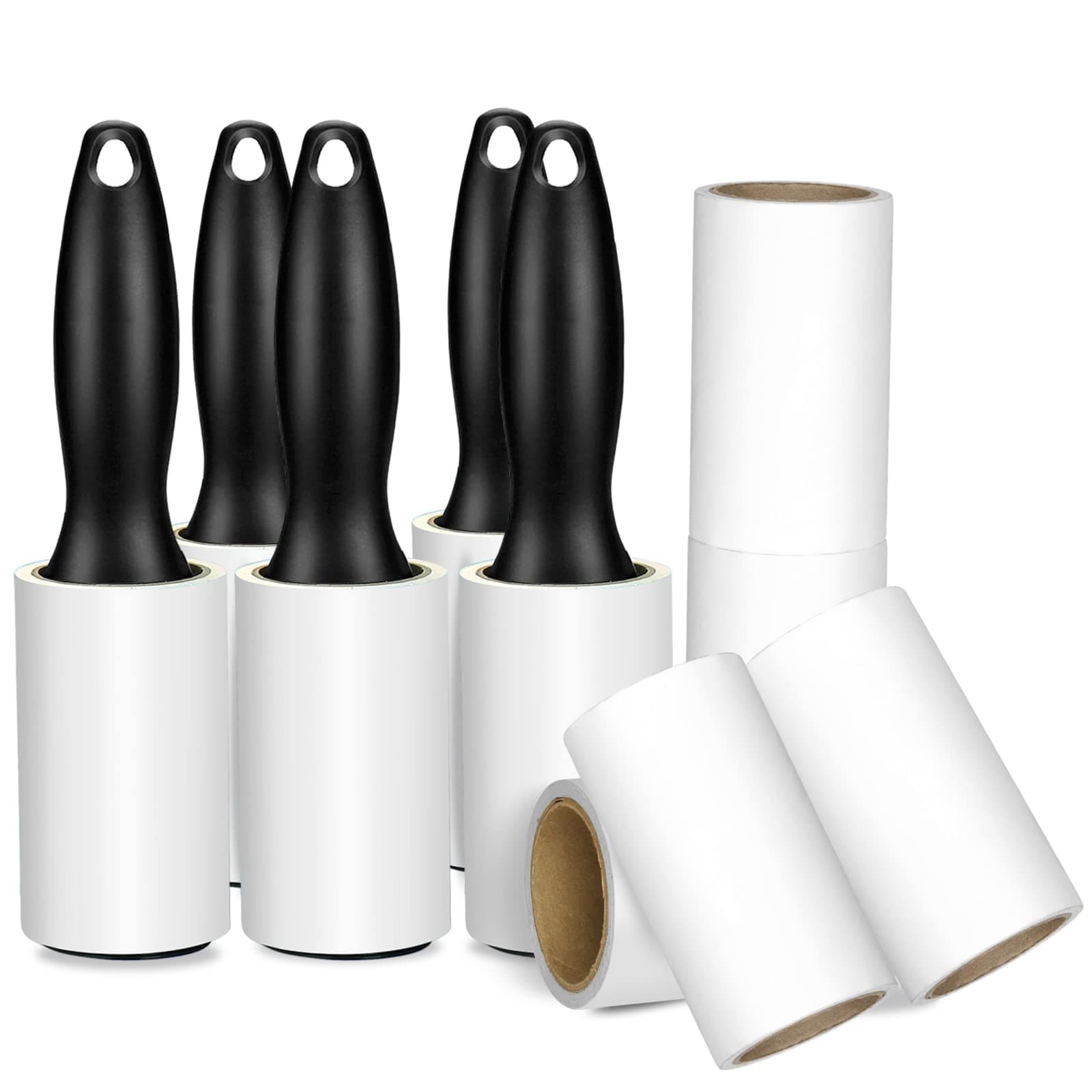 600 Sheets Extra Sticky Lint Roller Mega Value Set - Pet Lint Remover for Clothes, Furniture, Carpet, Dog & Cat Hair Removal - 5 Handles + 10 Refills Pack