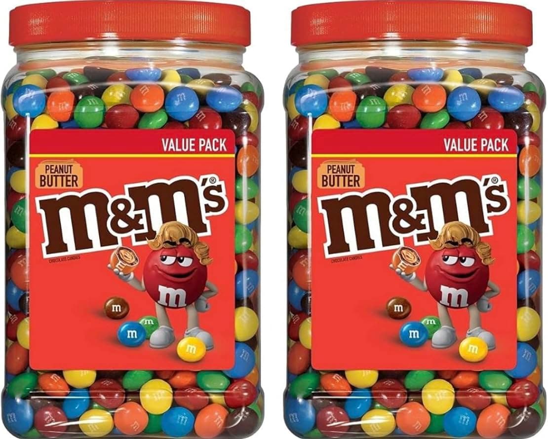 M&MS Bulk (M&MS) Peanut Butter Milk Chocolate (2 Packs) Candy Jar | (110 oz) Chocolate candies for Valentines