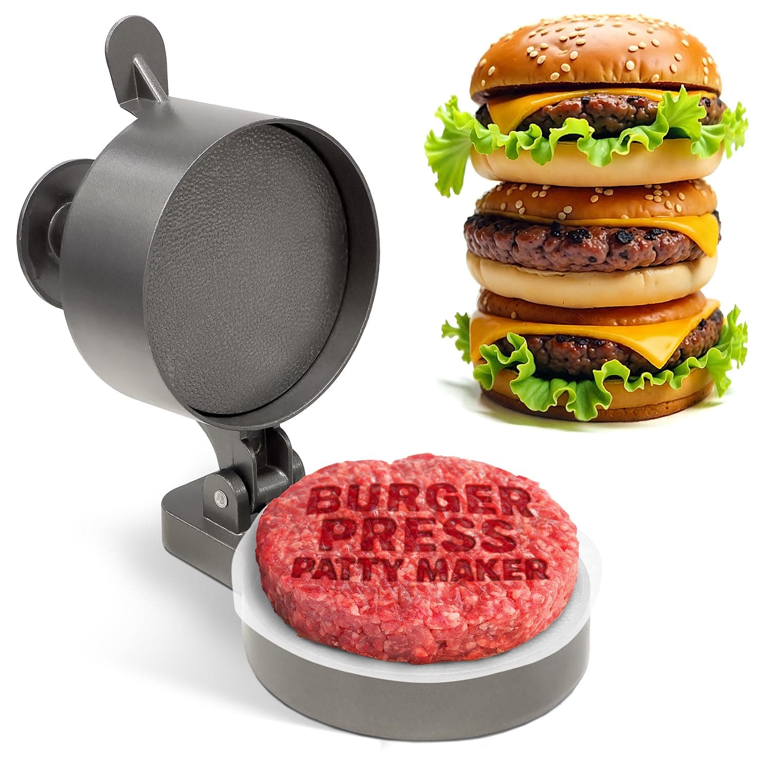 Shop Square Burger Press Patty Maker – Adjustable Thickness (1/4 lb to 3/4 lb) with Ejector – Non-Stick, for Burgers, Crab Cakes & Sausage – Includes Patty Paper