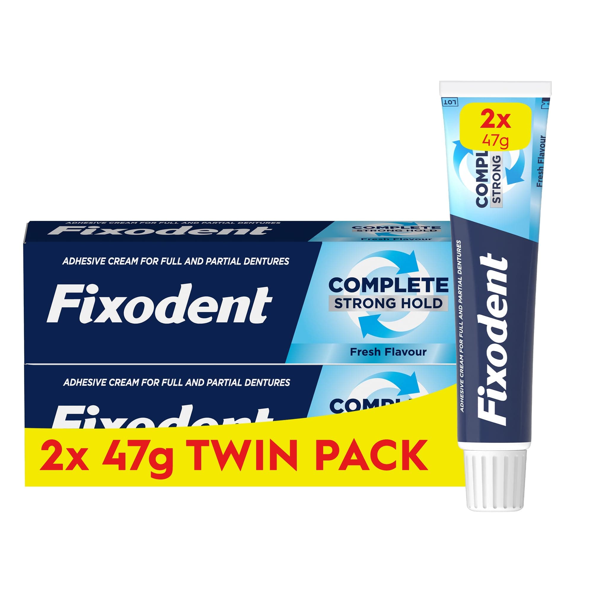Fixodent Complete Denture Adhesive, Fresh Flavour 2 x 47 g Twin Pack