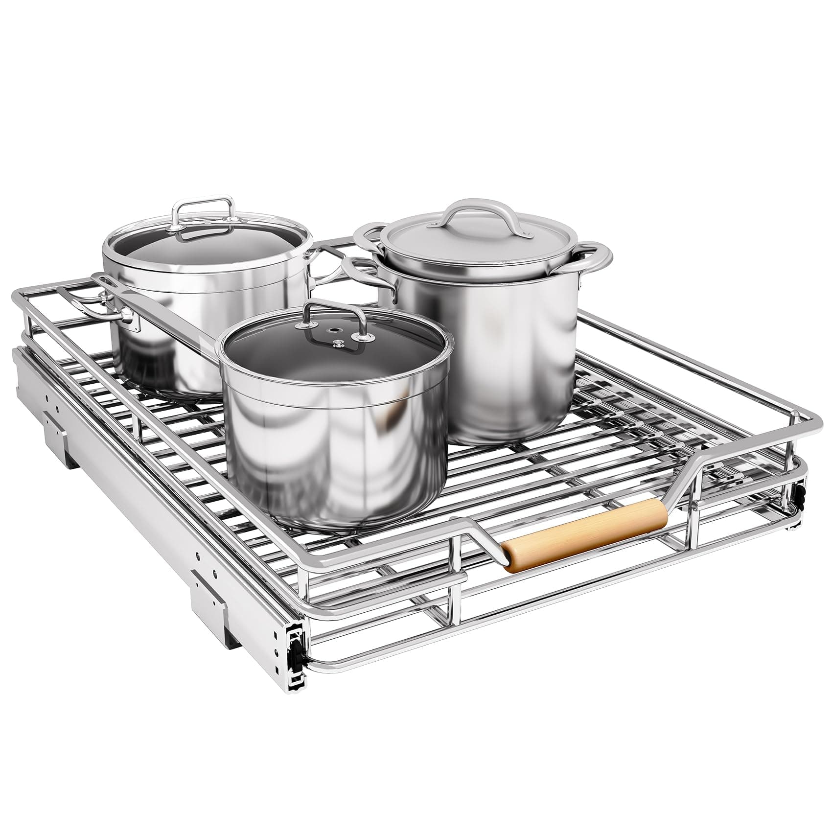 Pull out Cabinet Organizer, 12"W X 21"D, Heavy Duty Smooth Sliding Under Cabinet Shelves for Pots and Pans, Full-Extension Roll out Drawers, Slide out Organization for Home Kitchen Pantry