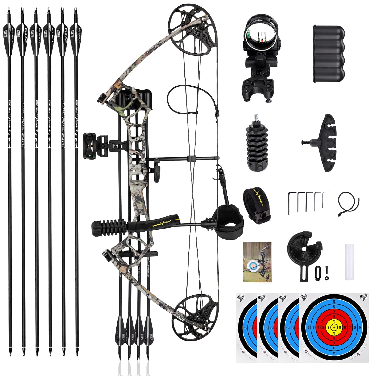 Archery Ready to Hunt Compound Bow Package for Adults and Teens,25"-31" Draw Length,0-70 Lbs Draw Weight Adjustable,up to 320 fps,Made in USA,Lightweight Design P3 Bow,2025 New